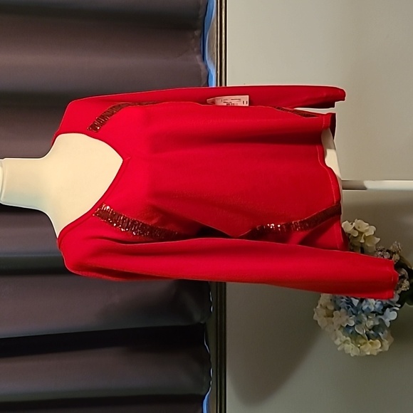 NWT a.n.a. Red Sequined Sweater - Picture 1 of 11